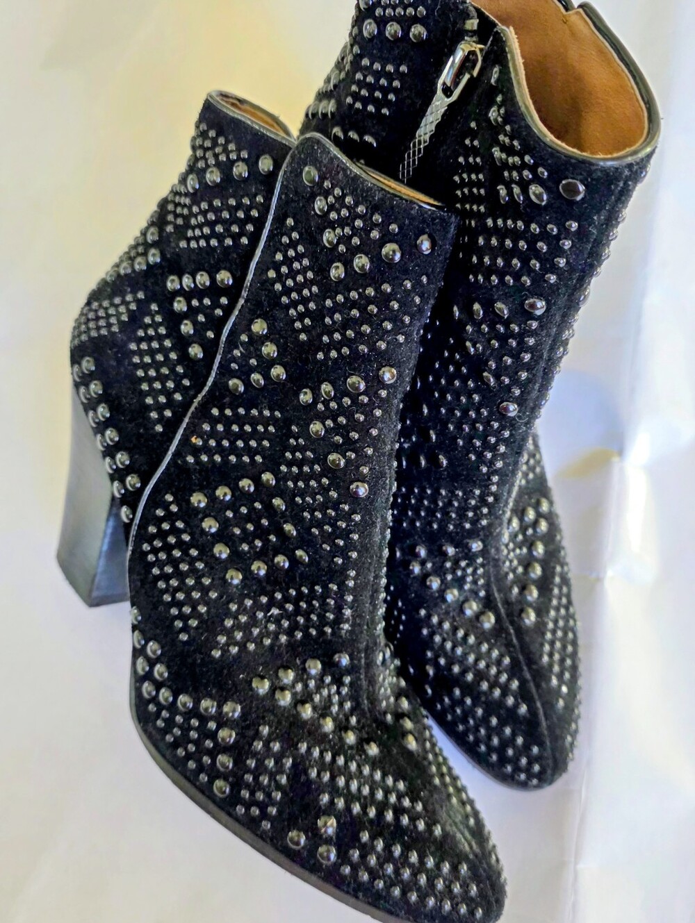 Donald J Pliner Studded Suede Ankle Booties Black 7.5